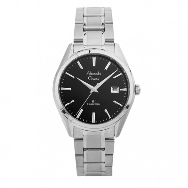 Alexandre Christie AC 8681 Silver Black Man MDBSSBA